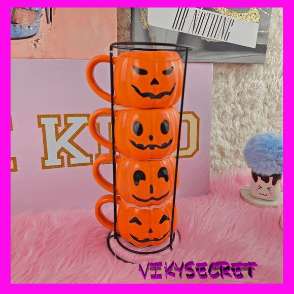 HALLOWEEN Other - 🎃 NWT Halloween Pumpkin Stacked Coffee Mugs Set #7398 🎃